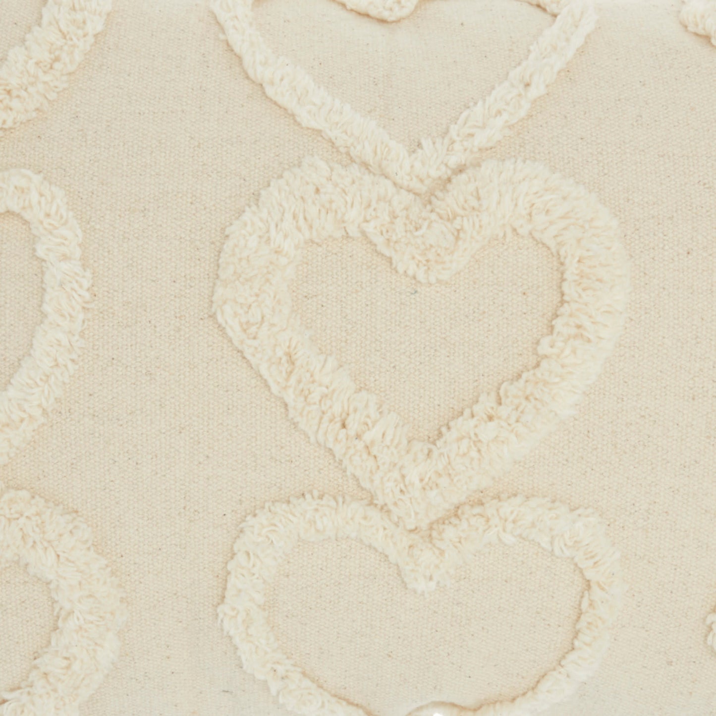 Beige rug with cream looped-yarn texture in a soft, repeating pattern (14" x 20").