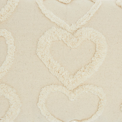 Beige rug with cream looped-yarn texture in a soft, repeating pattern (14" x 20").