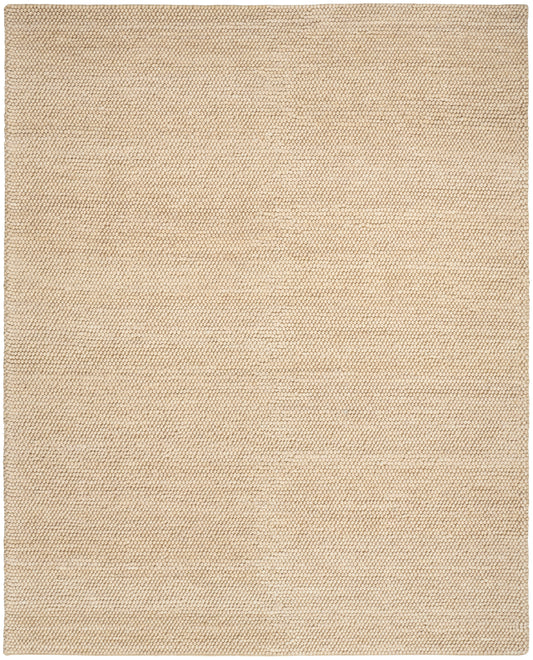 Beige rectangular rug with tiny pebble-textured surface for natural, modern decor.
