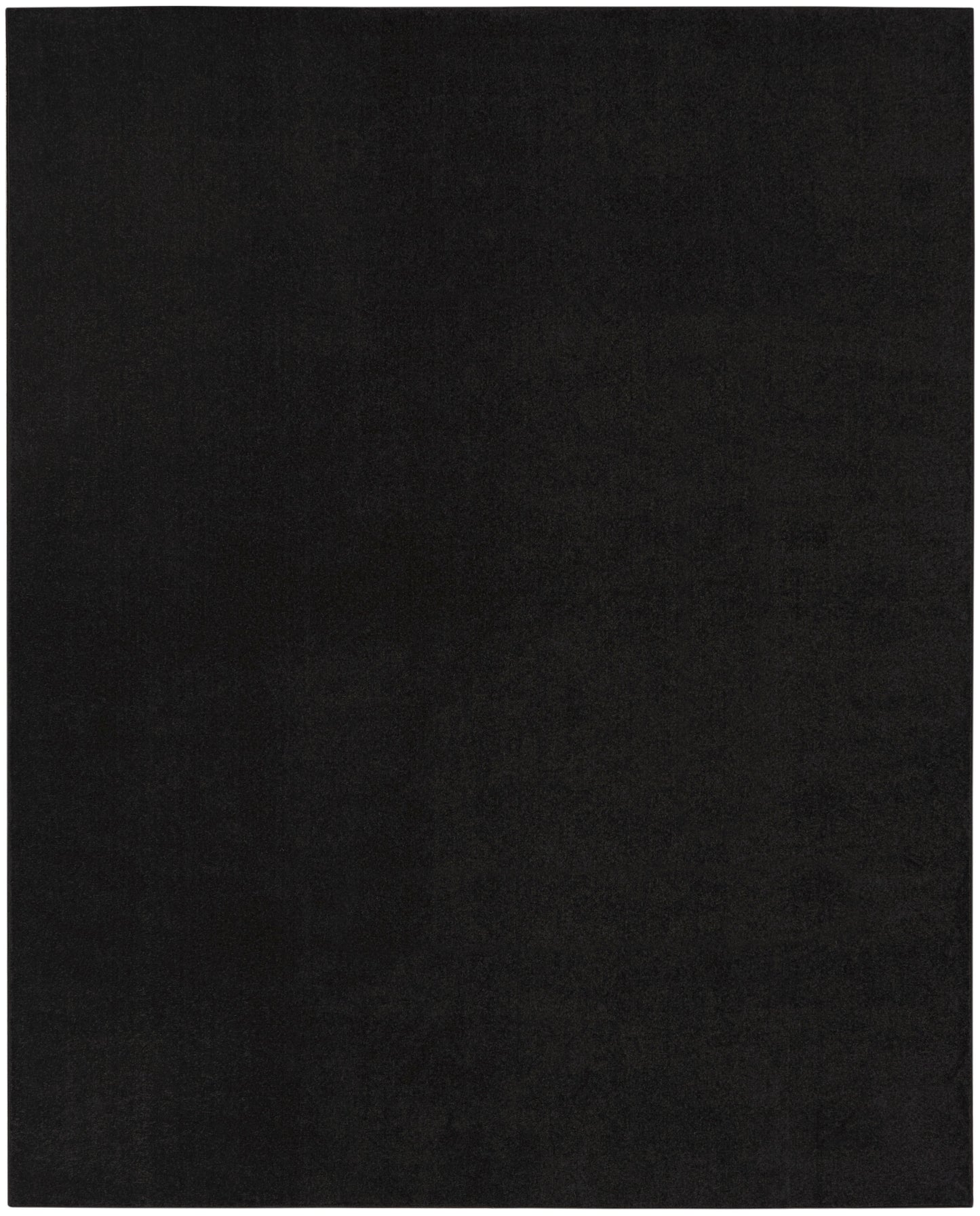 Solid black rectangular rug with subtle texture.