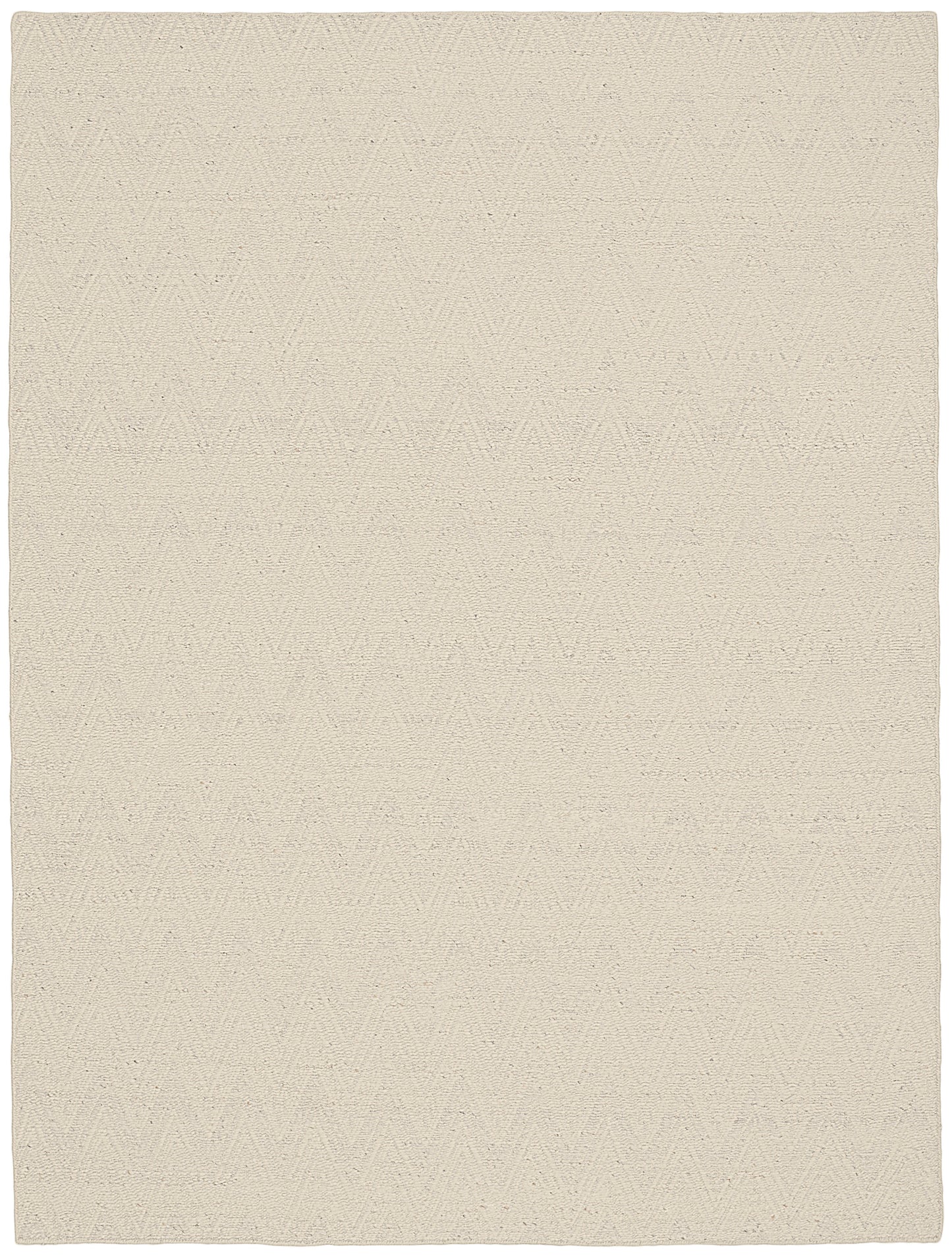 Rectangular beige textured area rug with subtle chevron pattern, woven fabric, neutral warm tone for living room decor.
