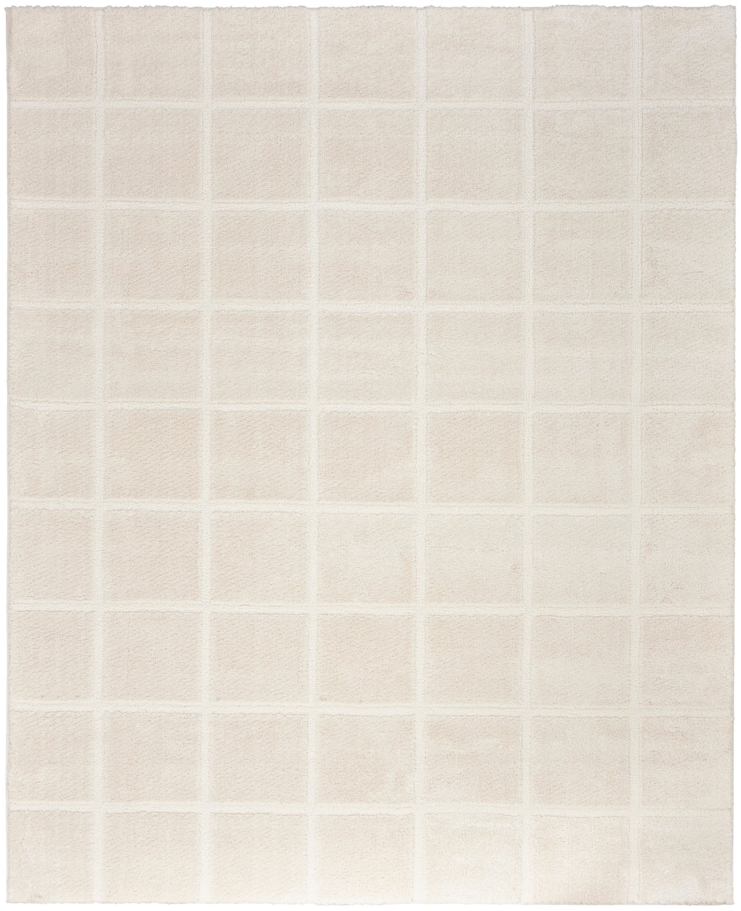 Cream beige linen-like fabric with a subtle square grid pattern; soft, minimalist textile.