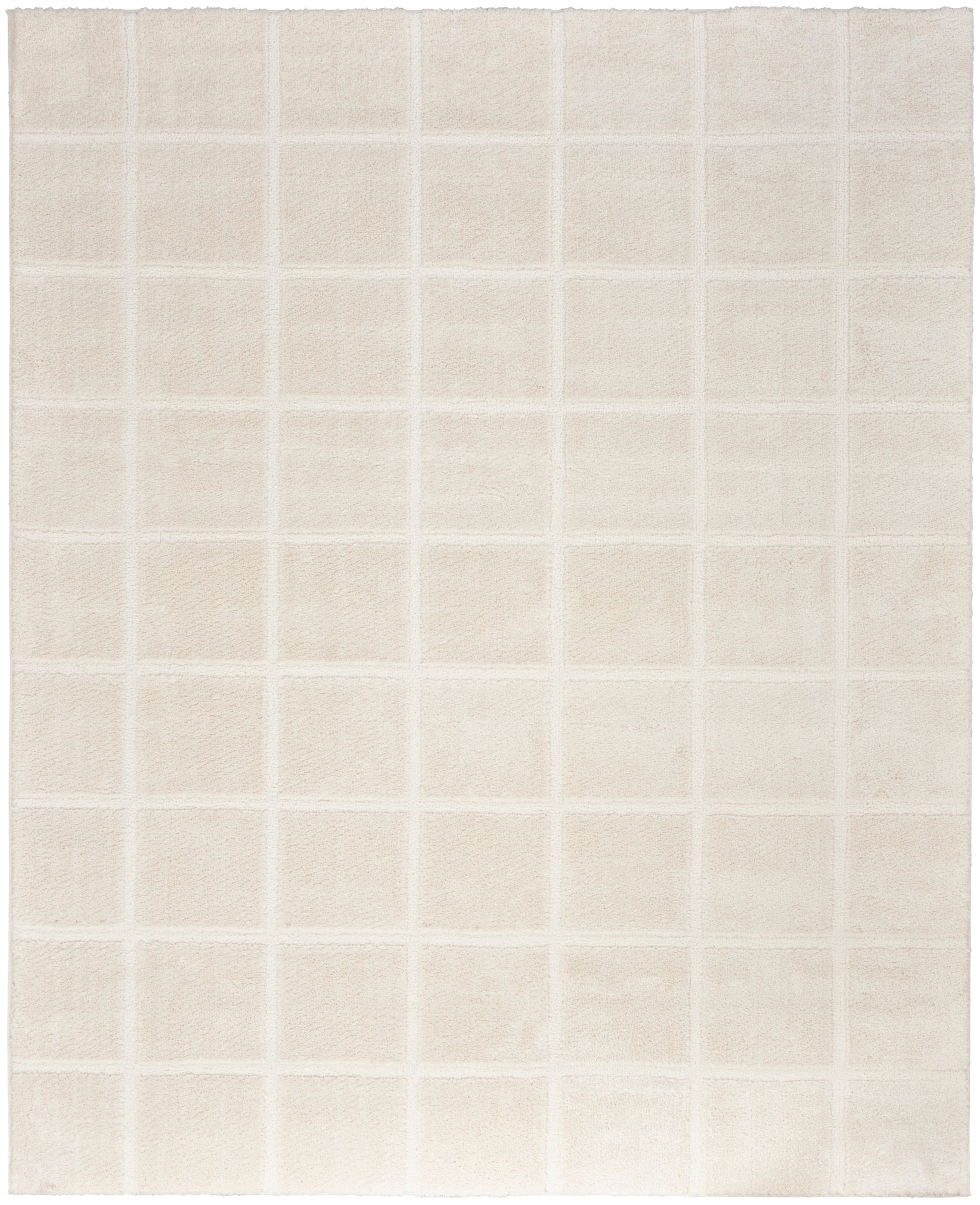 Cream beige linen-like fabric with a subtle square grid pattern; soft, minimalist textile.