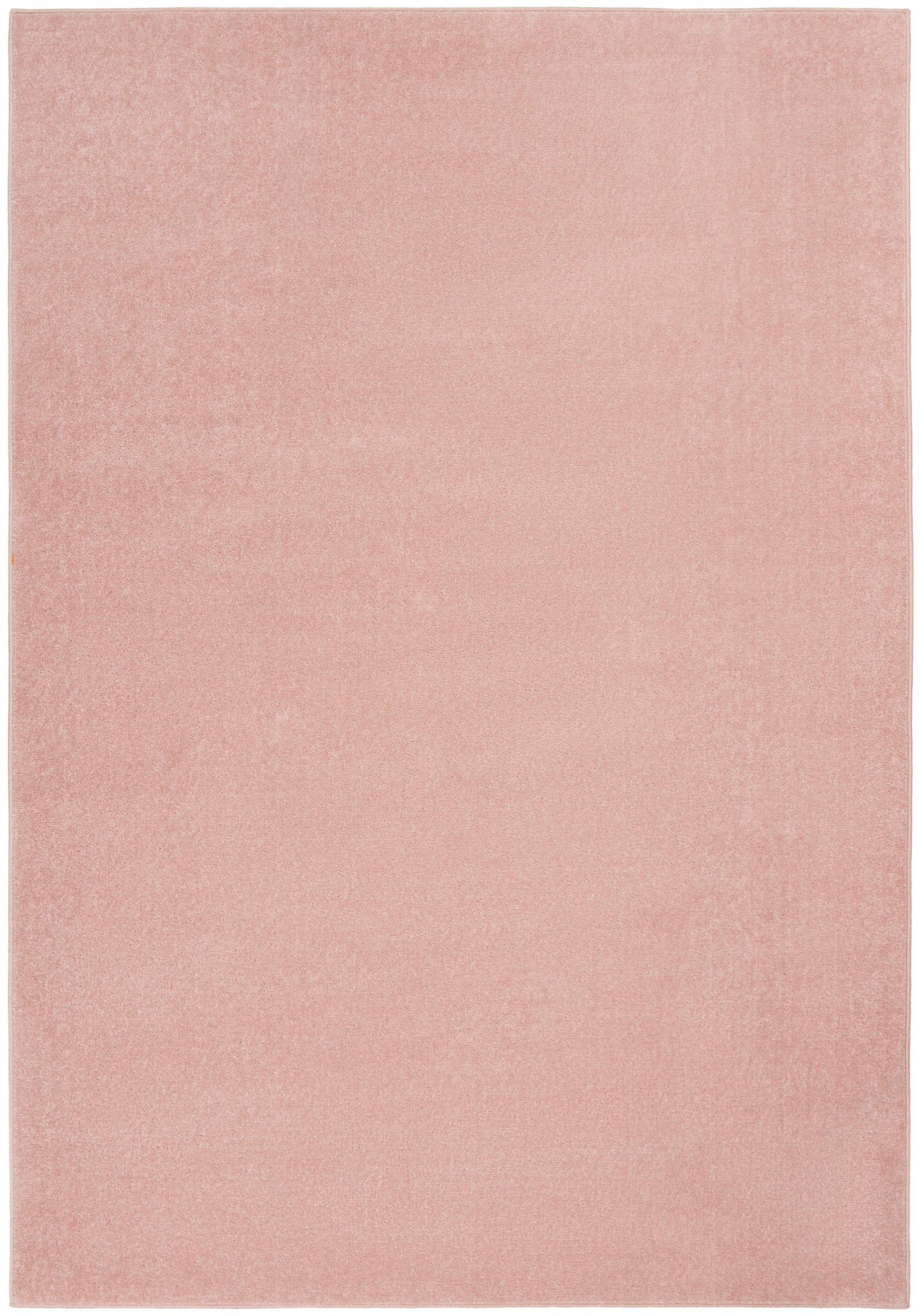 Soft pink rectangular outdoor rug with velvety texture.