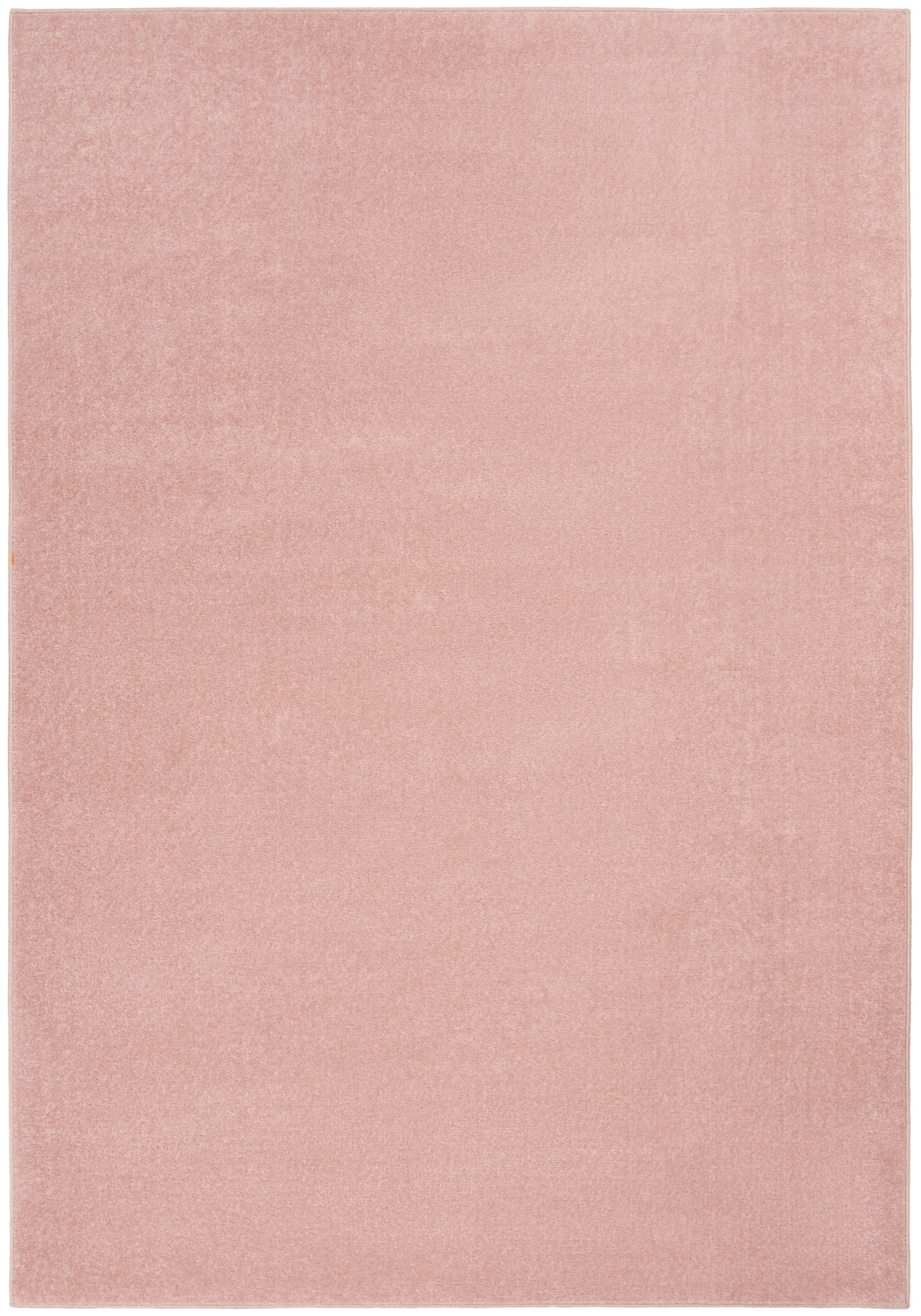 Soft pink rectangular outdoor rug with velvety texture.