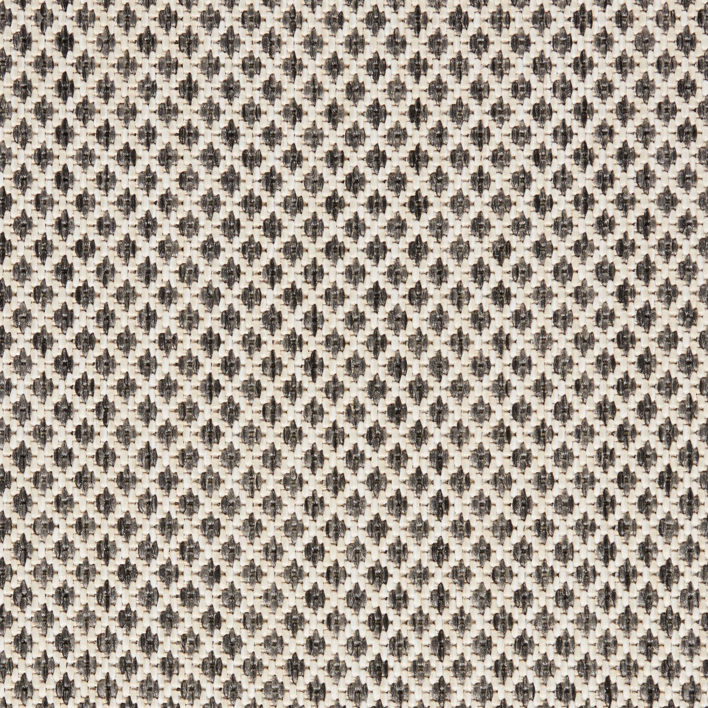 Beige woven upholstery fabric with small dark brown diamond/trellis motifs and jacquard texture.