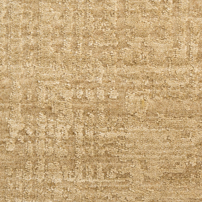 Beige textured rug with a subtle distressed geometric pattern; soft, woven surface.
