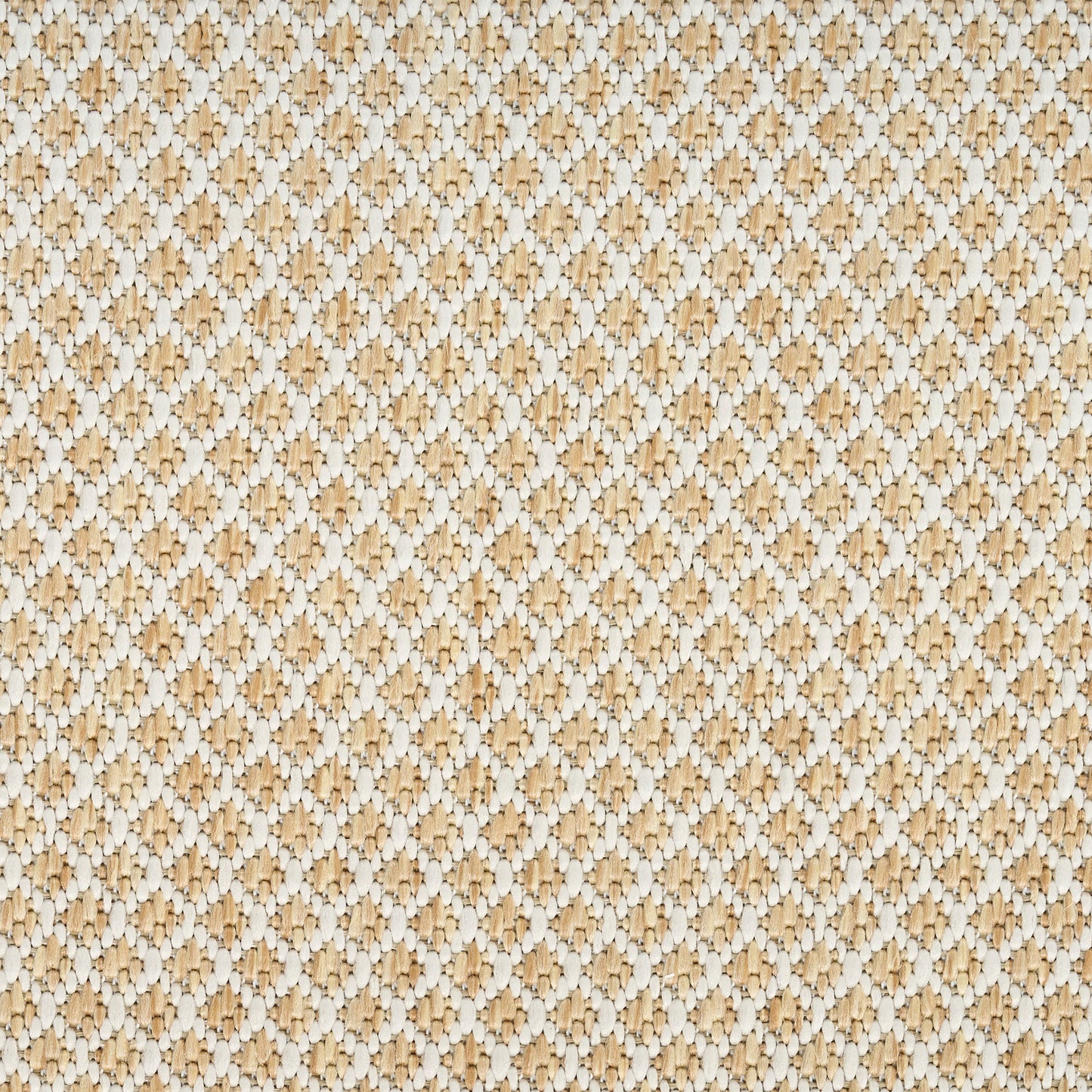 Beige braided rope weave rug with a subtle diamond texture.