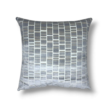 20-inch pewter, gray and silver woven upholstery pillow cover