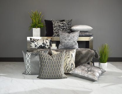 D.V. KAP HOME   24" x 24" Waves Pillow - Charcoal Glam, Transitional    - 3157-C-2424