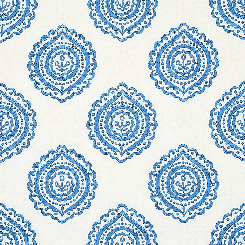 SCHUMACHER  RHAPSODY IN BLUE OLANA LINEN EMBROIDERY EMBROIDERIES EMBROIDERIES BLUE   - 70206