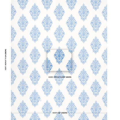 SCHUMACHER  BOHEMIA ZINDA EMBROIDERY EMBROIDERIES EMBROIDERIES BLUE ON IVORY   - 70225