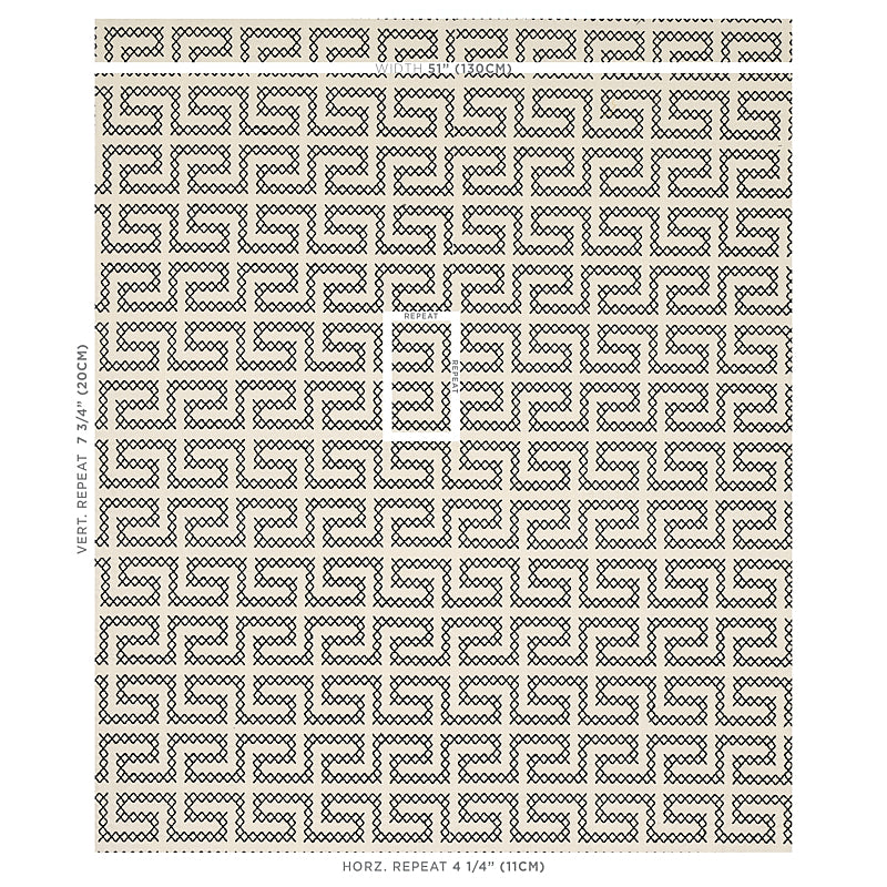 SCHUMACHER  CONTEMPORARY EMBROIDERIES A MAZE EMBROIDERY EMBROIDERIES EMBROIDERIES BLACK ON IVORY   - 70230