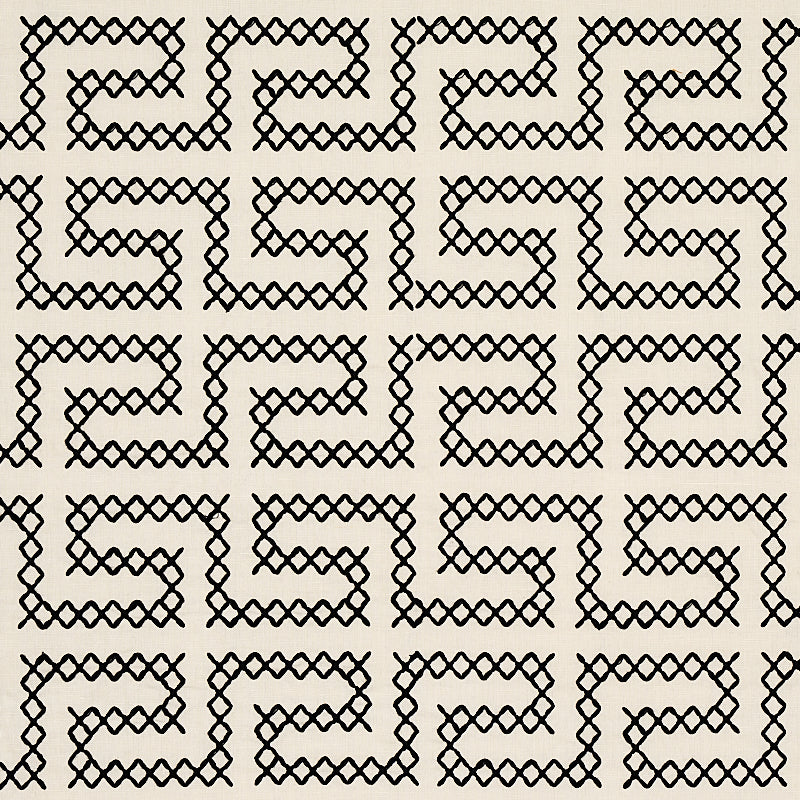 SCHUMACHER  CONTEMPORARY EMBROIDERIES A MAZE EMBROIDERY EMBROIDERIES EMBROIDERIES BLACK ON IVORY   - 70230