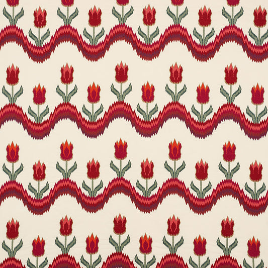 SCHUMACHER  CONTEMPORARY EMBROIDERIES TULIP FLAMESTITCH EMBROIDERY EMBROIDERIES EMBROIDERIES VERMILION   - 70271