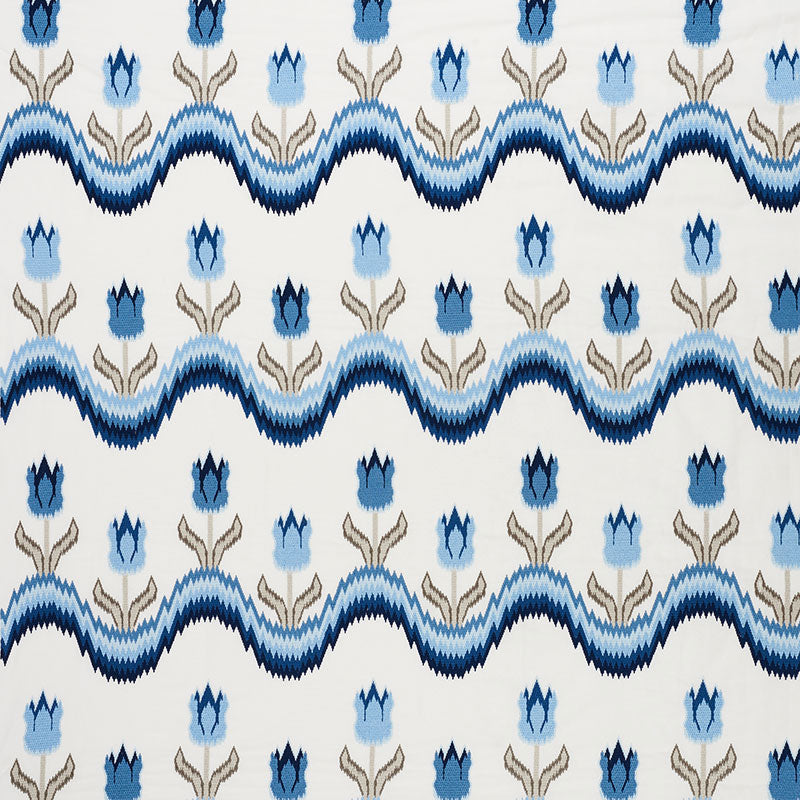 SCHUMACHER  CONTEMPORARY EMBROIDERIES TULIP FLAMESTITCH EMBROIDERY EMBROIDERIES EMBROIDERIES BLUE   - 70272