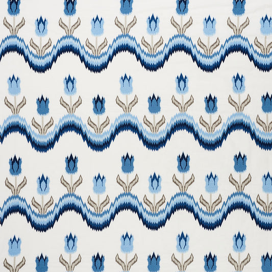SCHUMACHER  CONTEMPORARY EMBROIDERIES TULIP FLAMESTITCH EMBROIDERY EMBROIDERIES EMBROIDERIES BLUE   - 70272