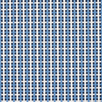 Blue and white tiny square lattice fabric; woven textile with a subtle grid pattern.
