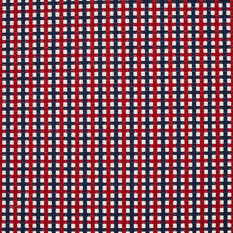 SCHUMACHER  ESSENTIALS: SMALL SCALE UPHOLSTERY FABRICS CROSSTOWN PATTERN WOVENS PATTERN WOVENS RED/NAVY   - 70395