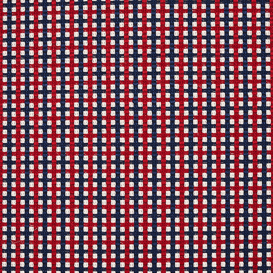 SCHUMACHER  ESSENTIALS: SMALL SCALE UPHOLSTERY FABRICS CROSSTOWN PATTERN WOVENS PATTERN WOVENS RED/NAVY   - 70395