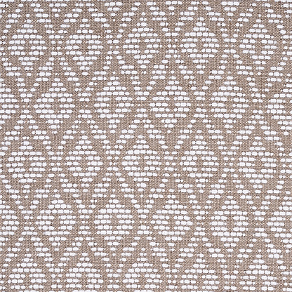 Beige and cream woven fabric with a diamond lattice pattern; soft texture for upholstery or drapery.