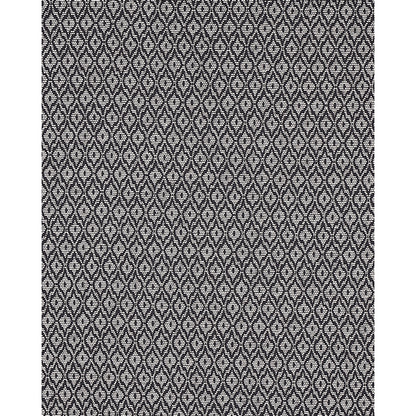 Charcoal upholstery fabric with a small-scale diamond-lattice geometric weave.