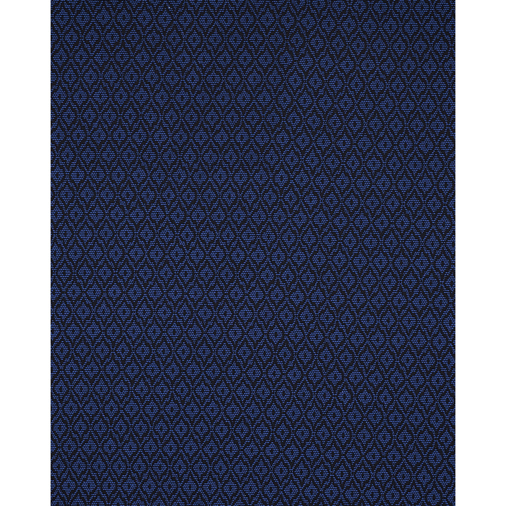 Dark blue fabric with a small repeating diamond lattice pattern in lighter blue.