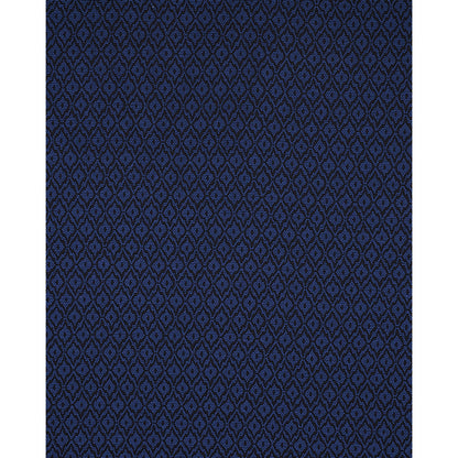 Dark blue fabric with a small repeating diamond lattice pattern in lighter blue.