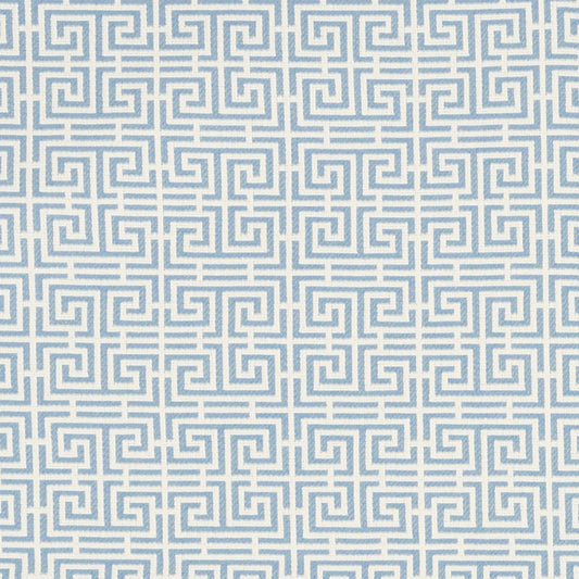 SCHUMACHER  ESSENTIALS: SMALL SCALE UPHOLSTERY FABRICS CHINOIS FRET PATTERN WOVENS PATTERN WOVENS SKY/IVORY   - 70560