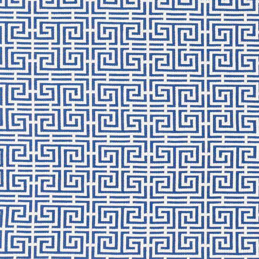 SCHUMACHER  ESSENTIALS: SMALL SCALE UPHOLSTERY FABRICS CHINOIS FRET PATTERN WOVENS PATTERN WOVENS BLUE/WHITE   - 70561