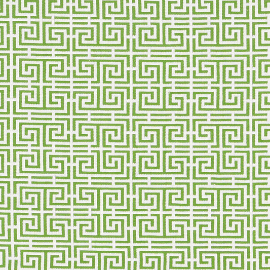 SCHUMACHER  ESSENTIALS: SMALL SCALE UPHOLSTERY FABRICS CHINOIS FRET PATTERN WOVENS PATTERN WOVENS GREEN/WHITE   - 70562
