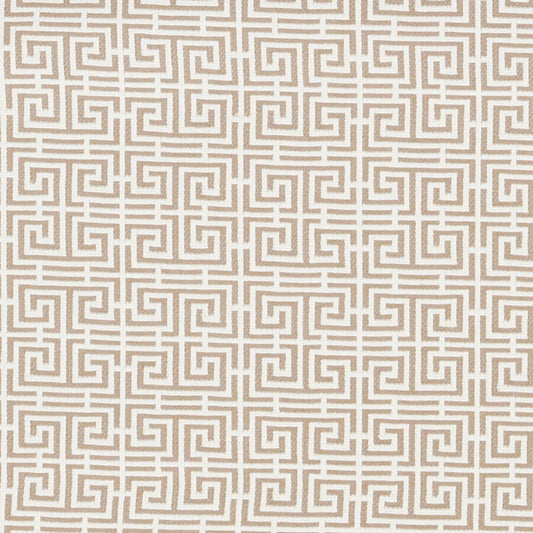 SCHUMACHER  ESSENTIALS: SMALL SCALE UPHOLSTERY FABRICS CHINOIS FRET PATTERN WOVENS PATTERN WOVENS NATURAL/IVORY   - 70563