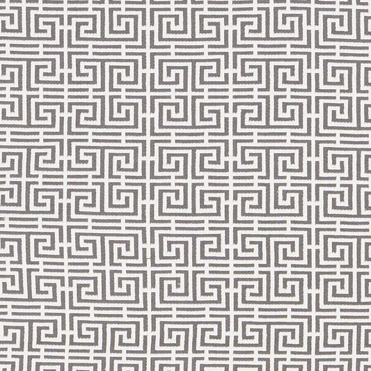 SCHUMACHER  ESSENTIALS: SMALL SCALE UPHOLSTERY FABRICS CHINOIS FRET PATTERN WOVENS PATTERN WOVENS GREY/WHITE   - 70564
