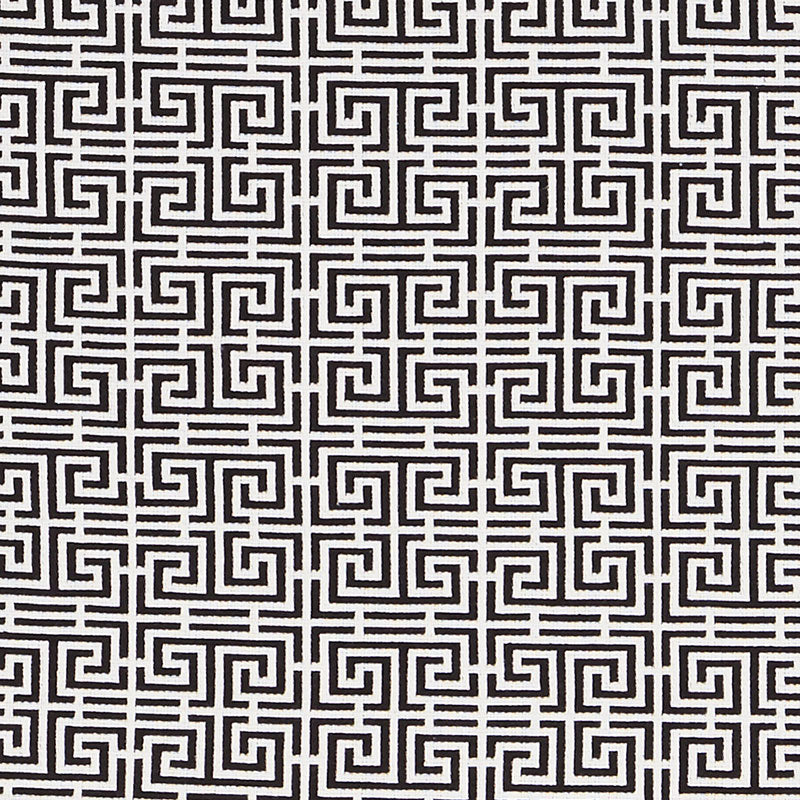 Black and white geometric Greek-key meander pattern.