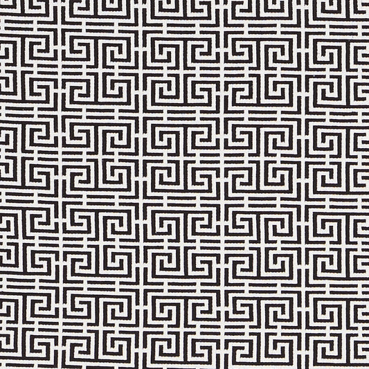 SCHUMACHER  ESSENTIALS: SMALL SCALE UPHOLSTERY FABRICS CHINOIS FRET PATTERN WOVENS PATTERN WOVENS BLACK/WHITE   - 70565