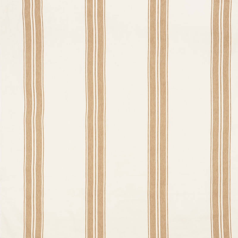 Cream fabric with vertical tan stripes; wide tan bands bordered by narrow lighter lines.