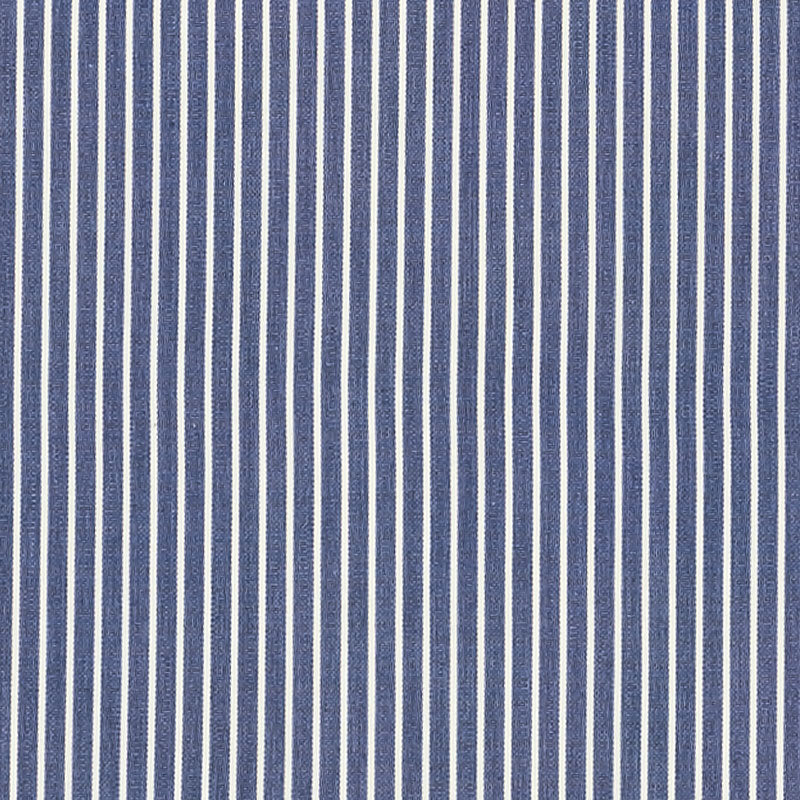 Vertical navy & white striped fabric with a textured weave; casual apparel or upholstery material.