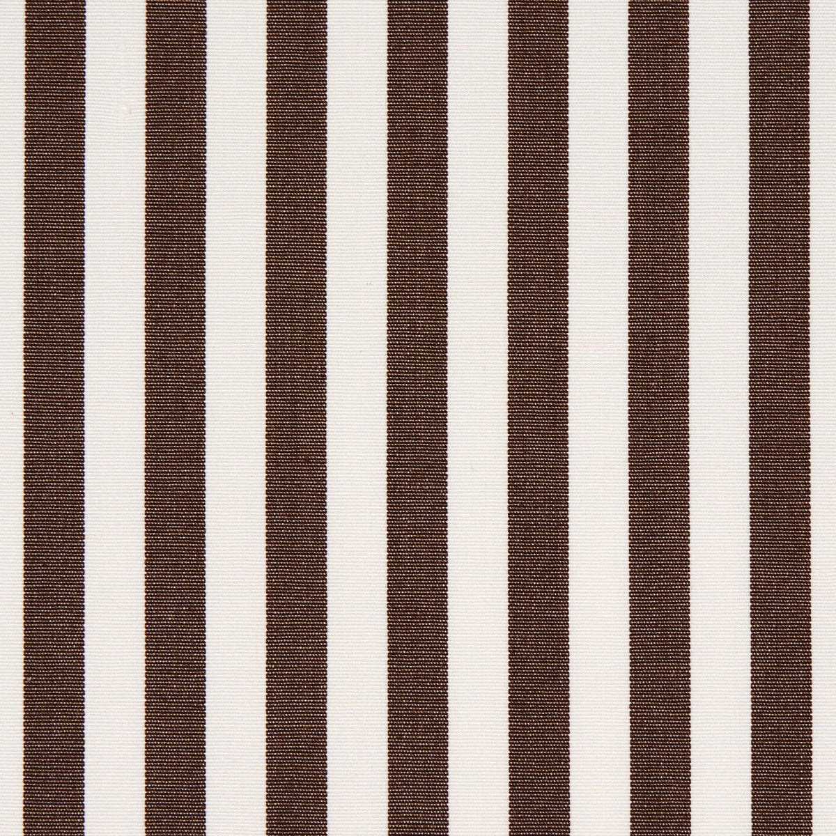 Brown & cream vertical striped fabric with a woven texture; suitable for upholstery or curtains.
