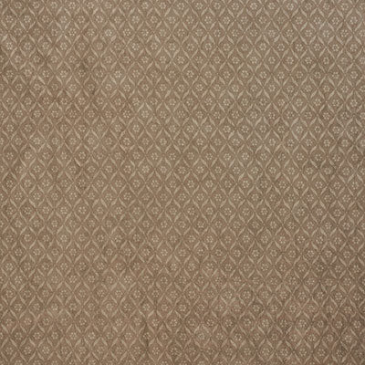 Tan jacquard fabric with delicate diamond lattice pattern and tiny floral accents; ideal for upholstery or drapery.
