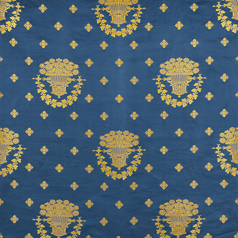 SCHUMACHER  BLUE ROOM LAMPAS BLUE ROOM LAMPAS PATTERN WOVENS PATTERN WOVENS BLUE   - 71700