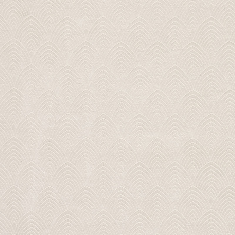 Cream wallpaper with subtle raised arched fan pattern and textured finish for walls.