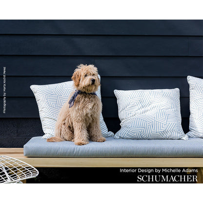 SCHUMACHER FABRIC  INDOOR-OUTDOOR PRINTS & WOVENS STITCHED STRIPE INDOOR/OUTDOOR   NAVY   - 71743