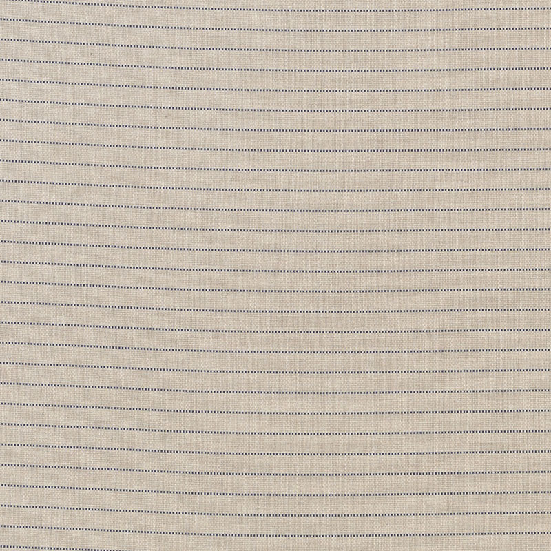Beige fabric with thin navy pinstripes, lightweight striped shirting material.