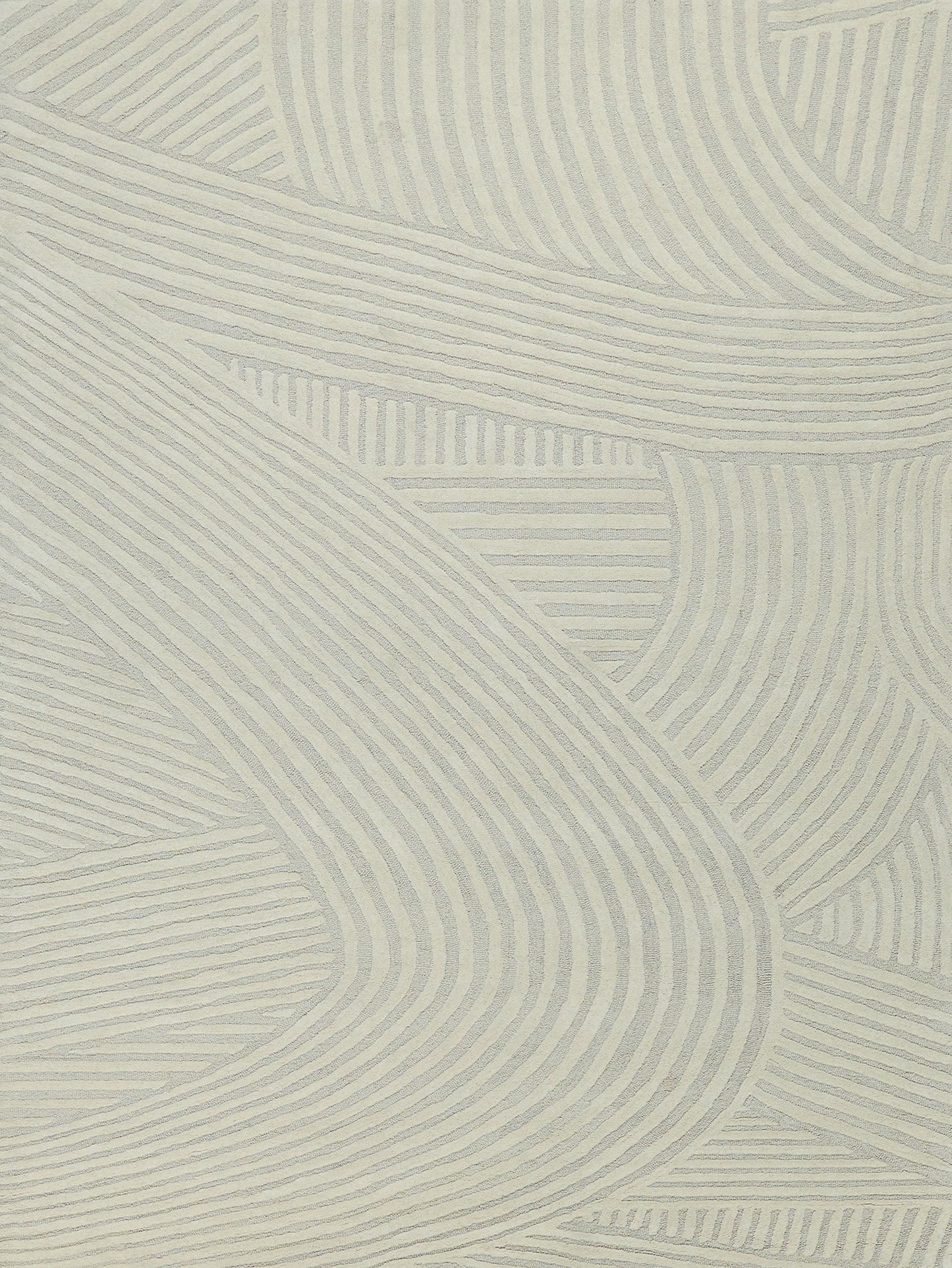 Beige rug with abstract gray wavy lines; modern textured geometric pattern for living room.