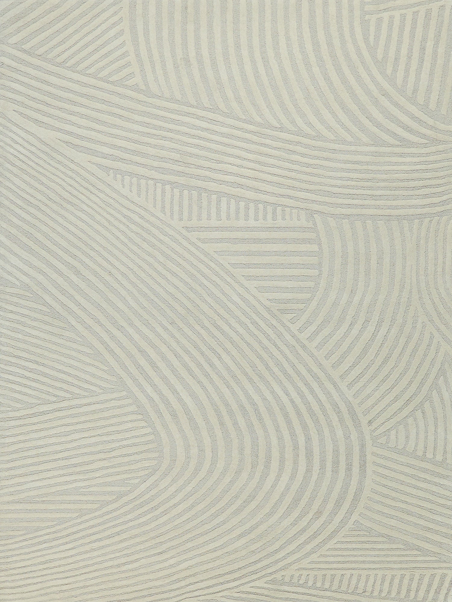 Beige rug with abstract gray wavy lines; modern textured geometric pattern for living room.
