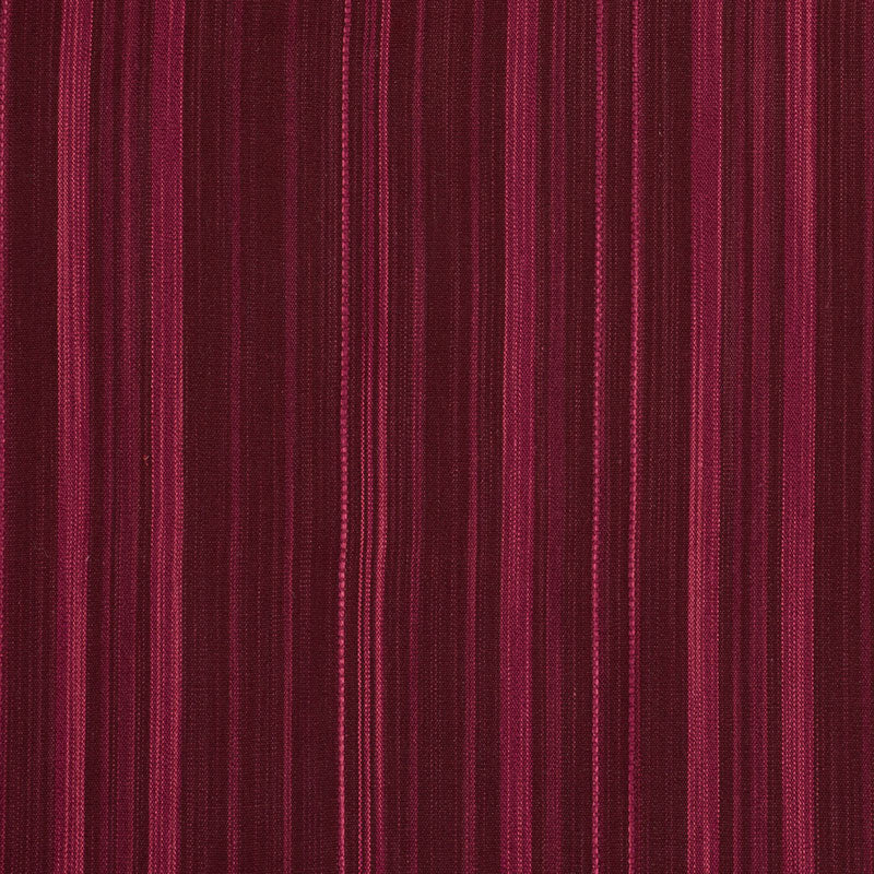 Velvet-like striped fabric in burgundy and magenta tones with vertical bands; luxurious upholstery or drapery material.