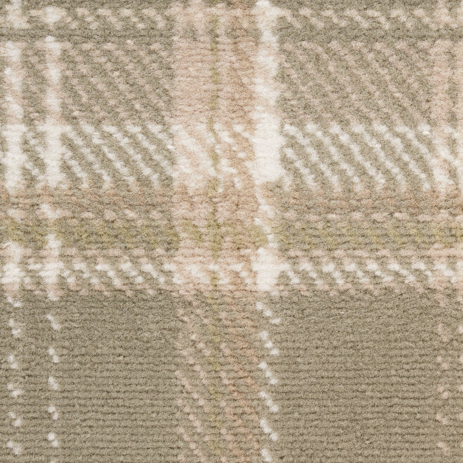 Beige, taupe and ivory plaid fabric texture; soft wool-like rug or throw blanket material.