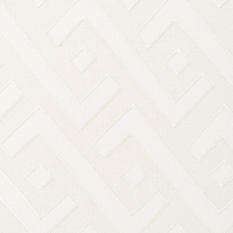 Cream textured wallpaper with raised interlocking square and diamond geometric pattern.