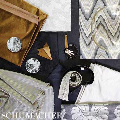 Satin swatches: pearl grey plain satin fabrics on a dark surface.