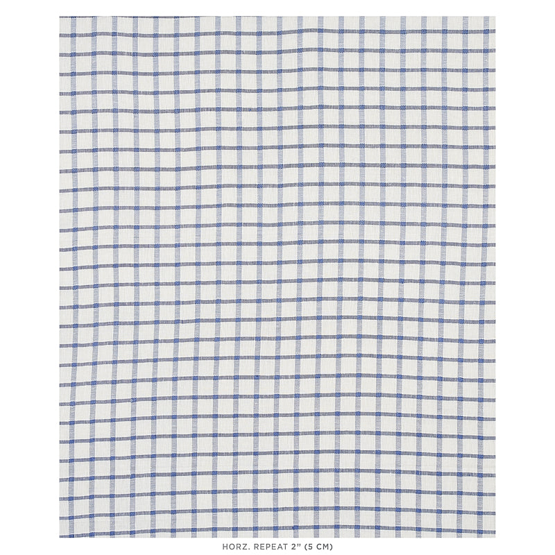SCHUMACHER FABRIC  RHAPSODY IN BLUE PAULINE CHECK CASEMENT   BLUE   - 72075